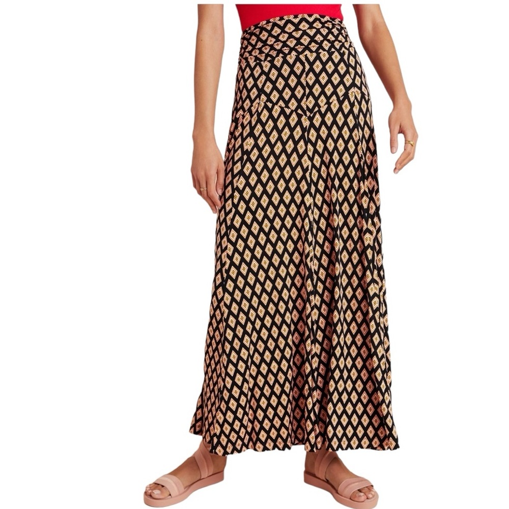 Anthropologie Black and Gold Maxi Skirt